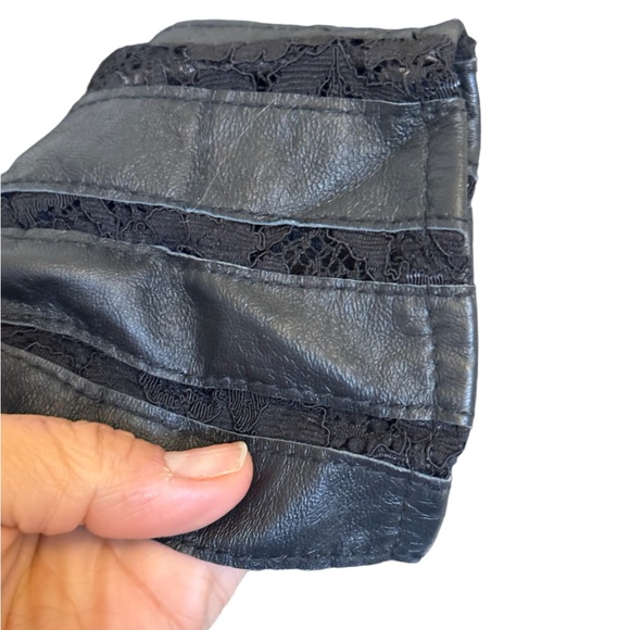 Blanc Noir Genuine Leather Moto Drop Jacket S Black Lace Sheer Panels - Picture 5 of 7